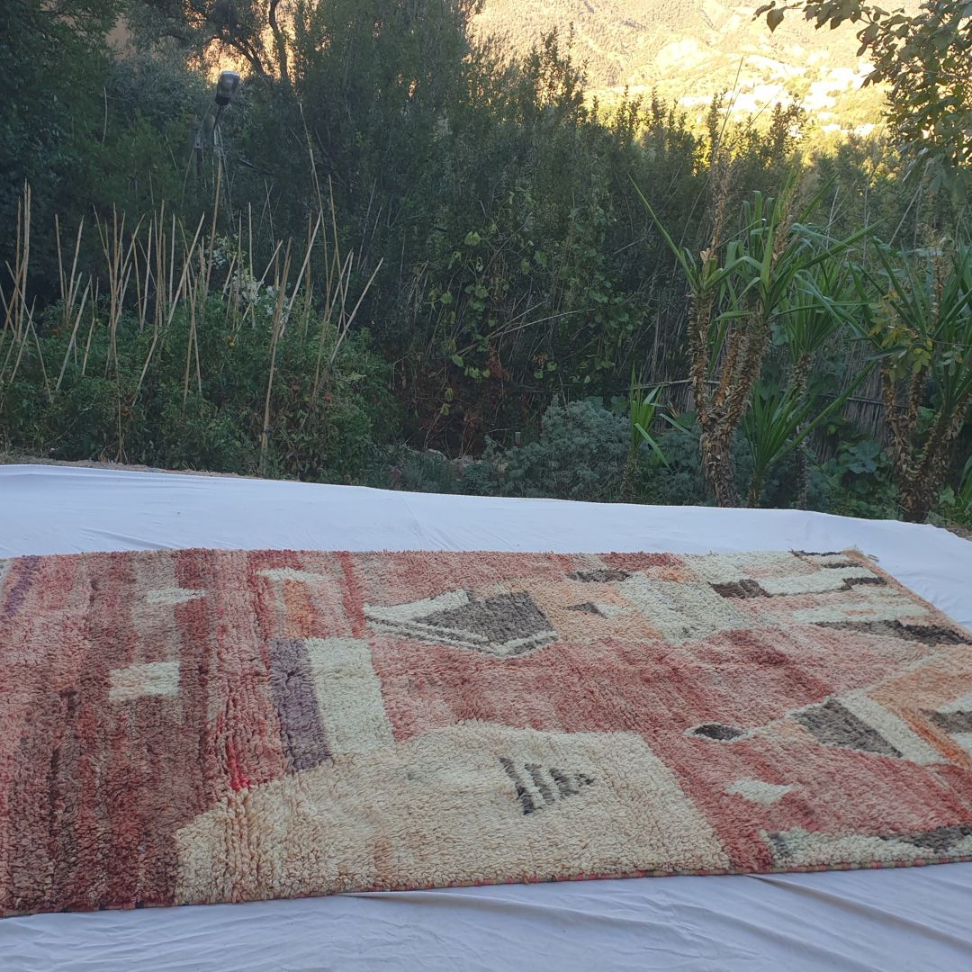 Lamhra - Vintage 6x9 Red & Pink Boujad Moroccan Rug - Handwoven Berber Wool Carpet | 6'30x9'94 Ft | 192x303 cm - OunizZ