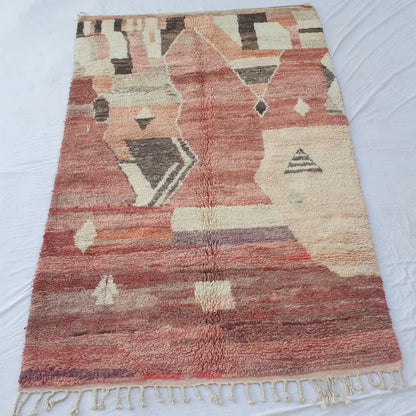 Lamhra - Vintage 6x9 Red & Pink Boujad Moroccan Rug - Handwoven Berber Wool Carpet | 6'30x9'94 Ft | 192x303 cm - OunizZ