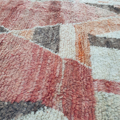 Lamhra - Vintage 6x9 Red & Pink Boujad Moroccan Rug - Handwoven Berber Wool Carpet | 6'30x9'94 Ft | 192x303 cm - OunizZ