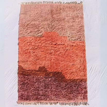 Lavme | Peach Pink Moroccan Rug 6x9 Beni Ourain Ultra Soft | Authentic Berber wool Beni Rug | 6'56x9'78 Ft | 200x298 cm - OunizZ