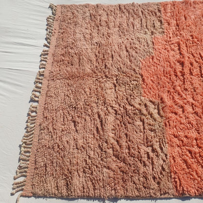 Lavme | Peach Pink Moroccan Rug 6x9 Beni Ourain Ultra Soft | Authentic Berber wool Beni Rug | 6'56x9'78 Ft | 200x298 cm - OunizZ