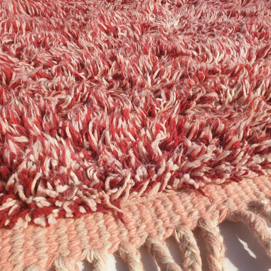 Lavme | Peach Pink Moroccan Rug 6x9 Beni Ourain Ultra Soft | Authentic Berber wool Beni Rug | 6'56x9'78 Ft | 200x298 cm - OunizZ