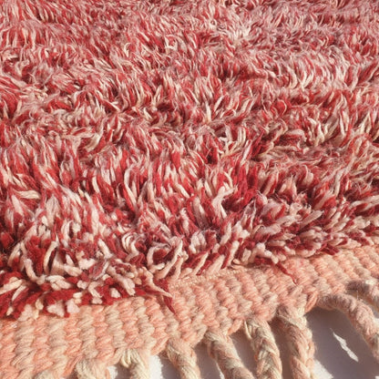 Lavme | Peach Pink Moroccan Rug 6x9 Beni Ourain Ultra Soft | Authentic Berber wool Beni Rug | 6'56x9'78 Ft | 200x298 cm - OunizZ