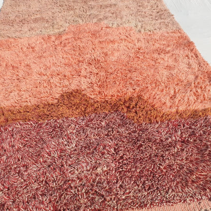 Lavme | Peach Pink Moroccan Rug 6x9 Beni Ourain Ultra Soft | Authentic Berber wool Beni Rug | 6'56x9'78 Ft | 200x298 cm - OunizZ