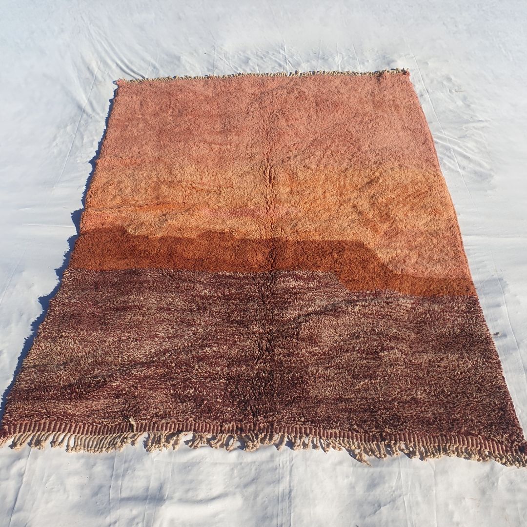 Lavme | Peach Pink Moroccan Rug 6x9 Beni Ourain Ultra Soft | Authentic Berber wool Beni Rug | 6'92x9'71 Ft | 211x296 cm - OunizZ