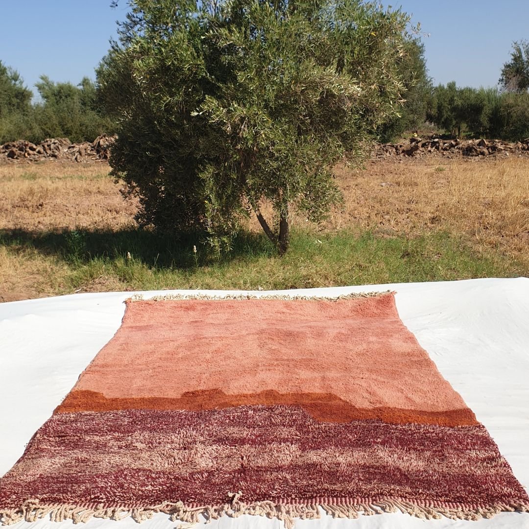 Lavme | Peach Pink Moroccan Rug 7x9 Beni Ourain Ultra Soft | Authentic Berber wool Beni Rug | 7'22x9'58 Ft | 220x292 cm - OunizZ