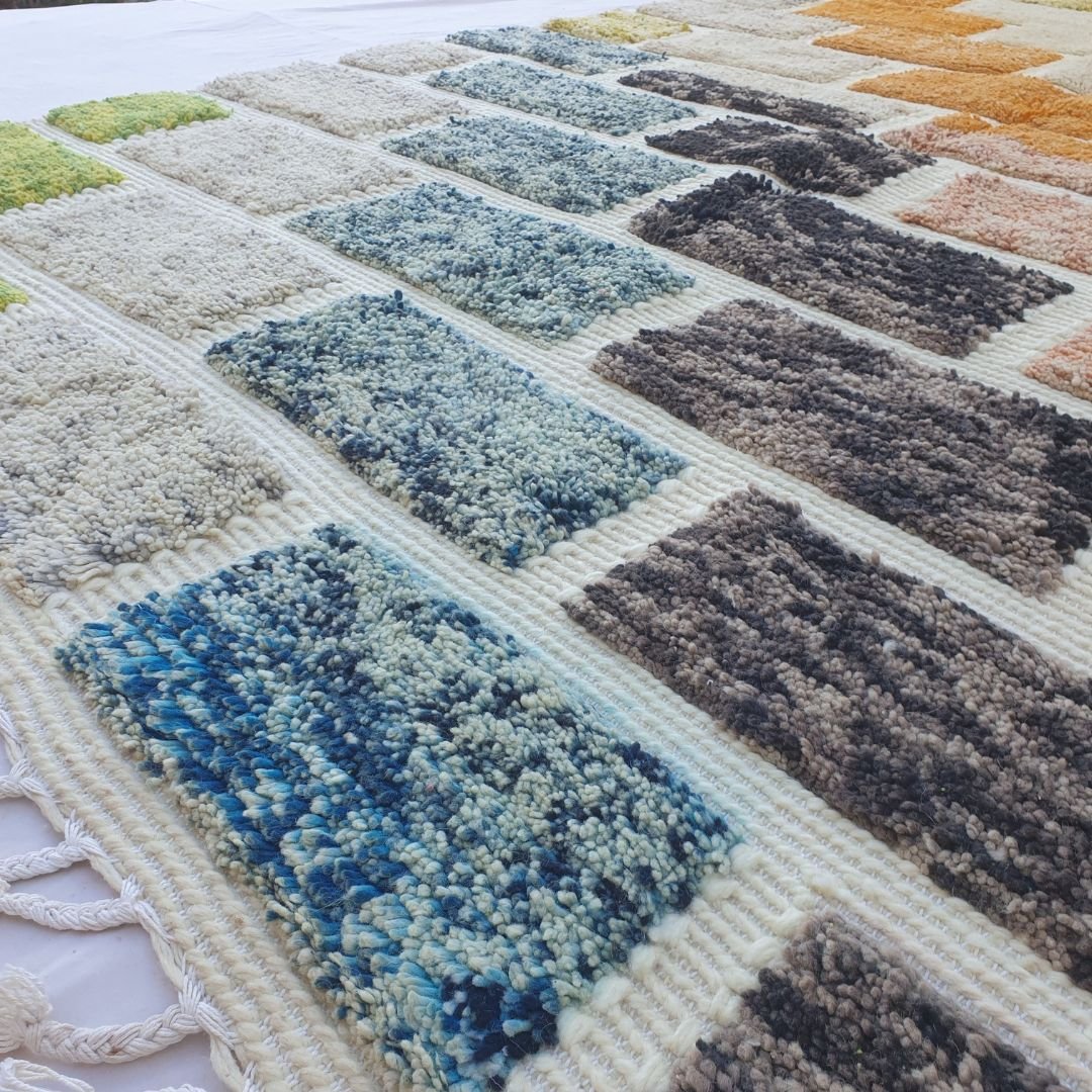 Lounari | Vibrant Multicolored Beni Ourain Brick Pattern Shag Rug 6x10 ft - Handwoven Moroccan Wool Berber Carpet for Boho Living Room | 6'76x10'04 Ft | 206x306 cm - OunizZ