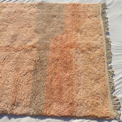 Luvme - Luxurious 6x10 Moroccan Rug - Plush Beni Mrirt Salmon Teal Abstract Color Block Handwoven Wool Carpet | 6'7"×10' Ft | 201×304 cm - OunizZ