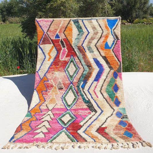 Mchana - Multicolored Boujad 5x8 Moroccan Rug | Authentic Berber Living room & Bedroom Rug | 5'05x8'53 Ft | 154x260 cm - OunizZ