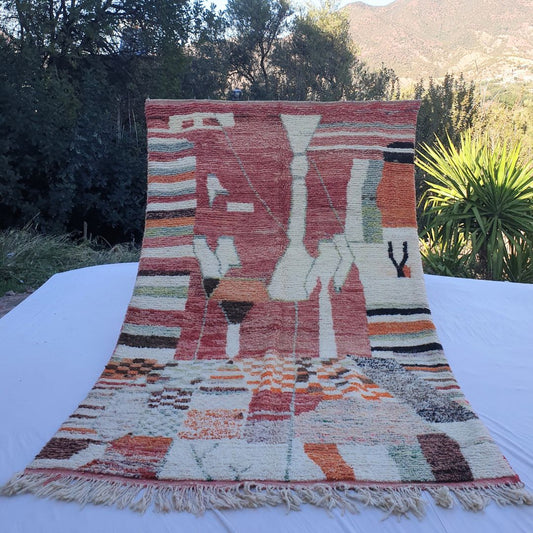 Mehra - Red 6x9 Berber Moroccan Rug | Authentic Boujad handmade Moroccan Carpet | 6'17x10'50 Ft | 188x320 cm - OunizZ