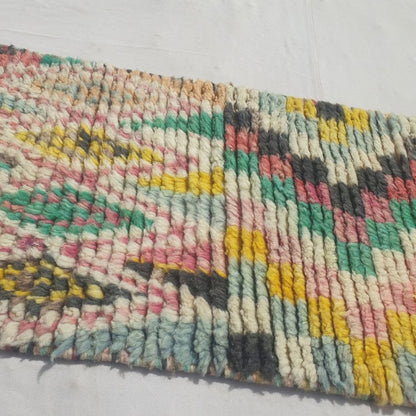 Mohala - Slim Colorful Moroccan Runner Rug Mixing Zigzag Stripes, a Diamond Lattice, a Checkerboard and Bold Diamonds on Cream - Handwoven Berber Carpet | 2'x10' Ft | 60x305 cm - OunizZ