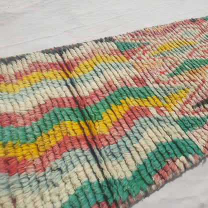 Mohala - Slim Colorful Moroccan Runner Rug Mixing Zigzag Stripes, a Diamond Lattice, a Checkerboard and Bold Diamonds on Cream - Handwoven Berber Carpet | 2'x10' Ft | 60x305 cm - OunizZ