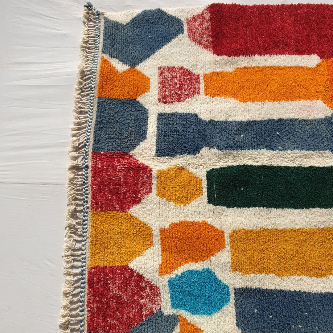 Molaha | Colorful Beni Ourain 6x10 Moroccan Rug | Handmade Berber Wool Carpet | 6'90x10 Ft | 210x304 cm - OunizZ