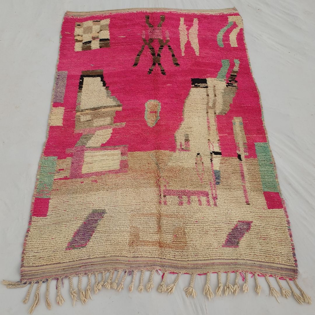 Nadea - Pink Boujad Moroccan Rug 5x8 | Handmade with 100% Authentic Wool | 8'60x5'90 Ft | 263x180 cm - OunizZ