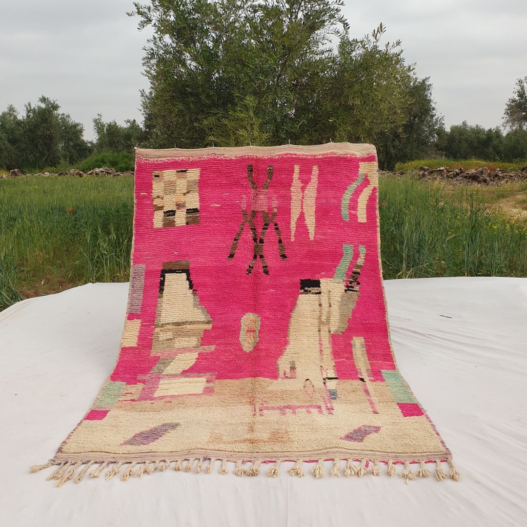 Nadea - Pink Boujad Moroccan Rug 5x8 | Handmade with 100% Authentic Wool | 8'60x5'90 Ft | 263x180 cm - OunizZ