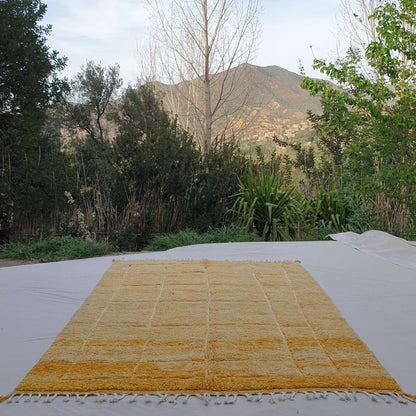 Nalssa | Yellow Moroccan Rug 6x9 Soft Beni Ourain | Handmade Berber Wool Carpet | 6'82x9'74 Ft | 208x297 cm - OunizZ