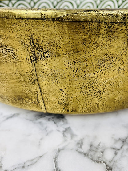 Ouezzane - Green Round Bathroom Sink Wrapped With Brass – Elegant, Handmade, Customizable, and Lead - Free - (ETMMT) - OunizZ