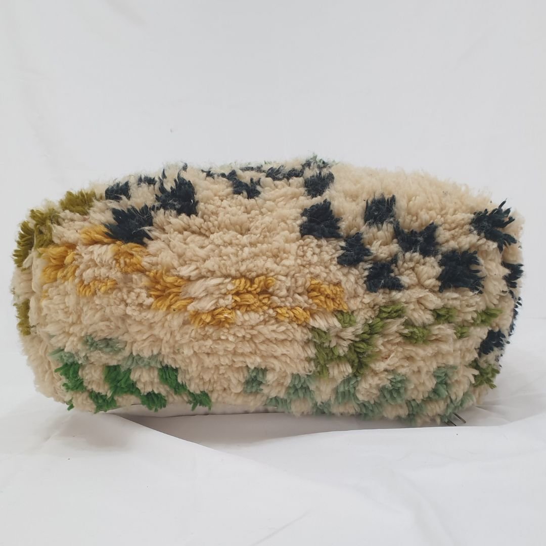 Playful Handmade Moroccan Pouf – Whimsical Abstract Floor Cushion 24x24x8 inch | 60x60x20 cm - OunizZ