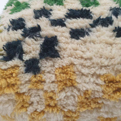 Playful Handmade Moroccan Pouf – Whimsical Abstract Floor Cushion 24x24x8 inch | 60x60x20 cm - OunizZ