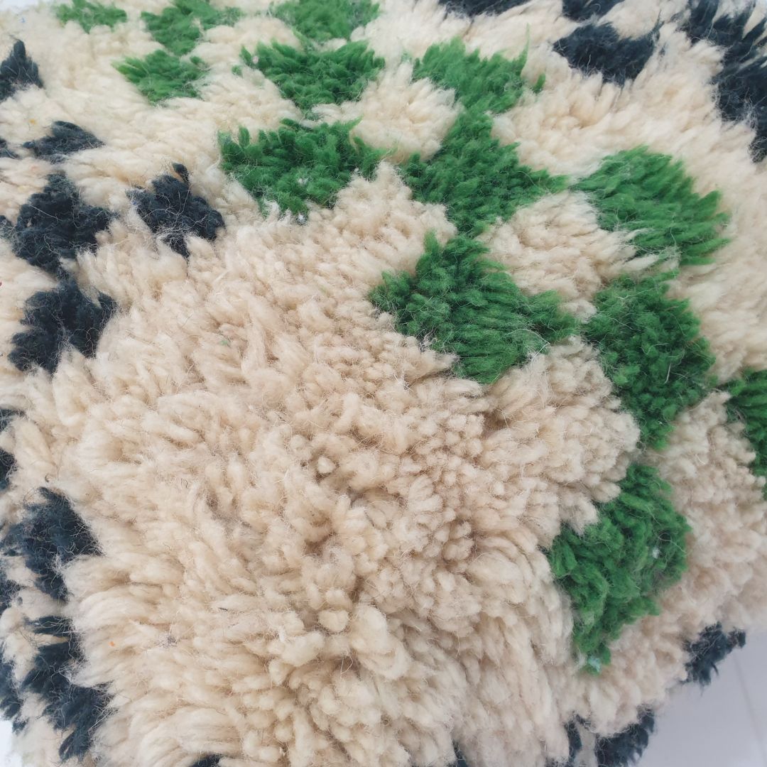 Playful Handmade Moroccan Pouf – Whimsical Abstract Floor Cushion 24x24x8 inch | 60x60x20 cm - OunizZ