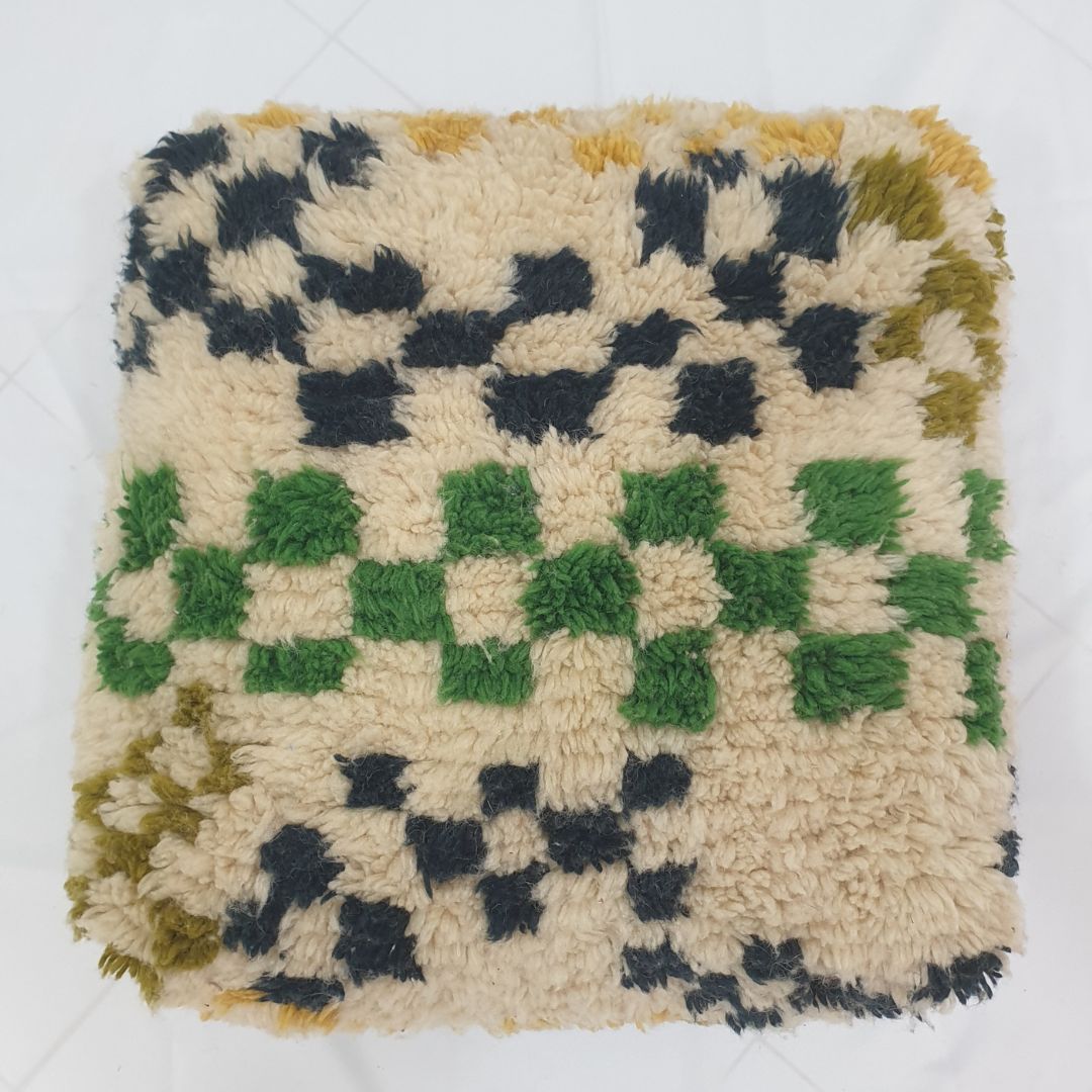 Playful Handmade Moroccan Pouf – Whimsical Abstract Floor Cushion 24x24x8 inch | 60x60x20 cm - OunizZ