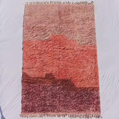 Lavme | Tapis Marocain Rose Pêche 7x10 Beni Ourain Ultra Doux | Tapis Beni en laine berbère authentique | 7'19x10' Pi | 219x303cm