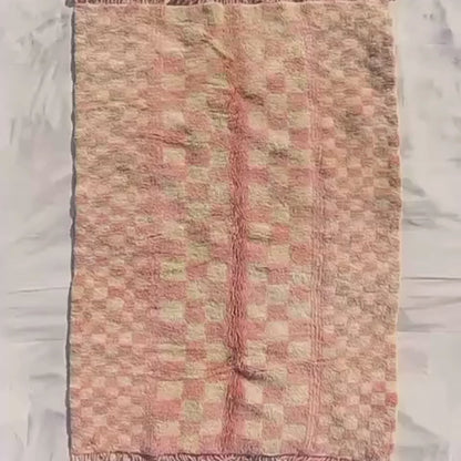 Mouassine | Tamiage rose rose tapis marocain 6x9 Beni Ourain Ultra Soft | Authentic Berber Wool Beni tapis | 6'92x9'65 ft | 211x294 cm