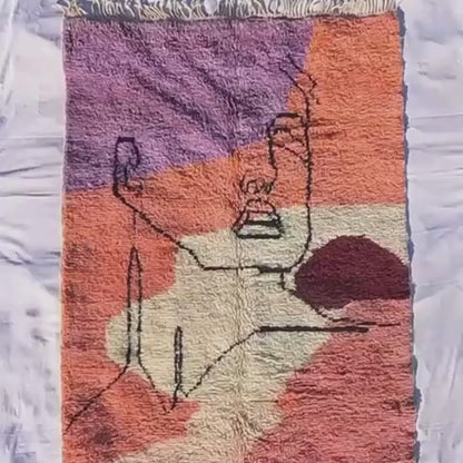 Kissmi - Résumé Beni Mrirt luxueux 6x9 tapis marocain ultra doux et épais | Tapis de laine à la main berbère | 6'79x9'35 ft | 207x285 cm