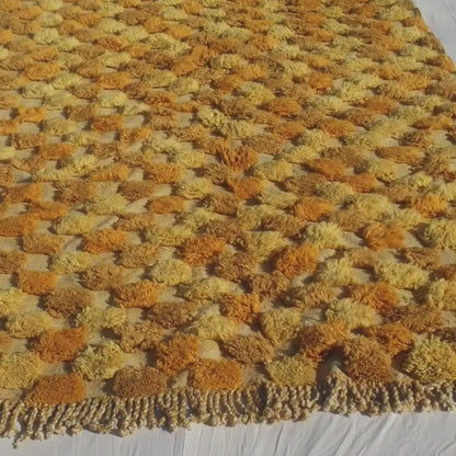 Lamane | Luxurious Golden Yellow Moroccan Rug Plush Beni Mrirt Ultra Soft | Authentic Berber wool Beni Rug | Custom-Rug (Made to Order)
