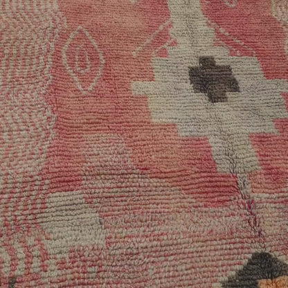 Laksa - Boujad Vintage 6x9 Red & Lavender Moroccan Rug Berber Handmade | 6'46x9'64 Ft | 197x294 cm