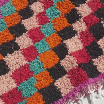 Stila personnalisée | 6'5x8 ft | Tapis à carreaux vintage marocain | 100% laine fait à la main