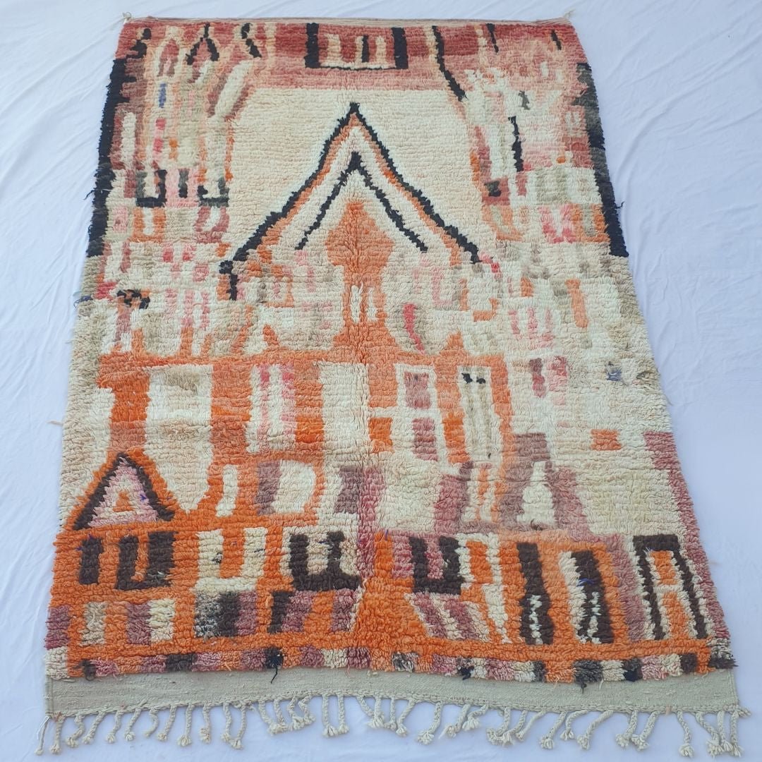 Rjani - Vibrant Pink Orange Boujad Rug 6x9 ft - Handwoven Colorful Moroccan Berber Area Rug for Boho Living Room | 6'30x9'88 Ft | 192x301 cm - OunizZ