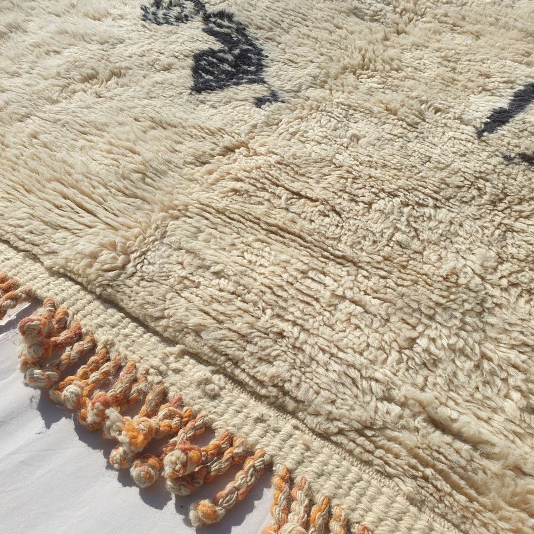 Rkia | Ultra Soft Orange Beni Ourain 6x9 Moroccan Rug | Authentic Berber High Pile wool Rug | 6'79x9'58 Ft | 207x292 cm - OunizZ