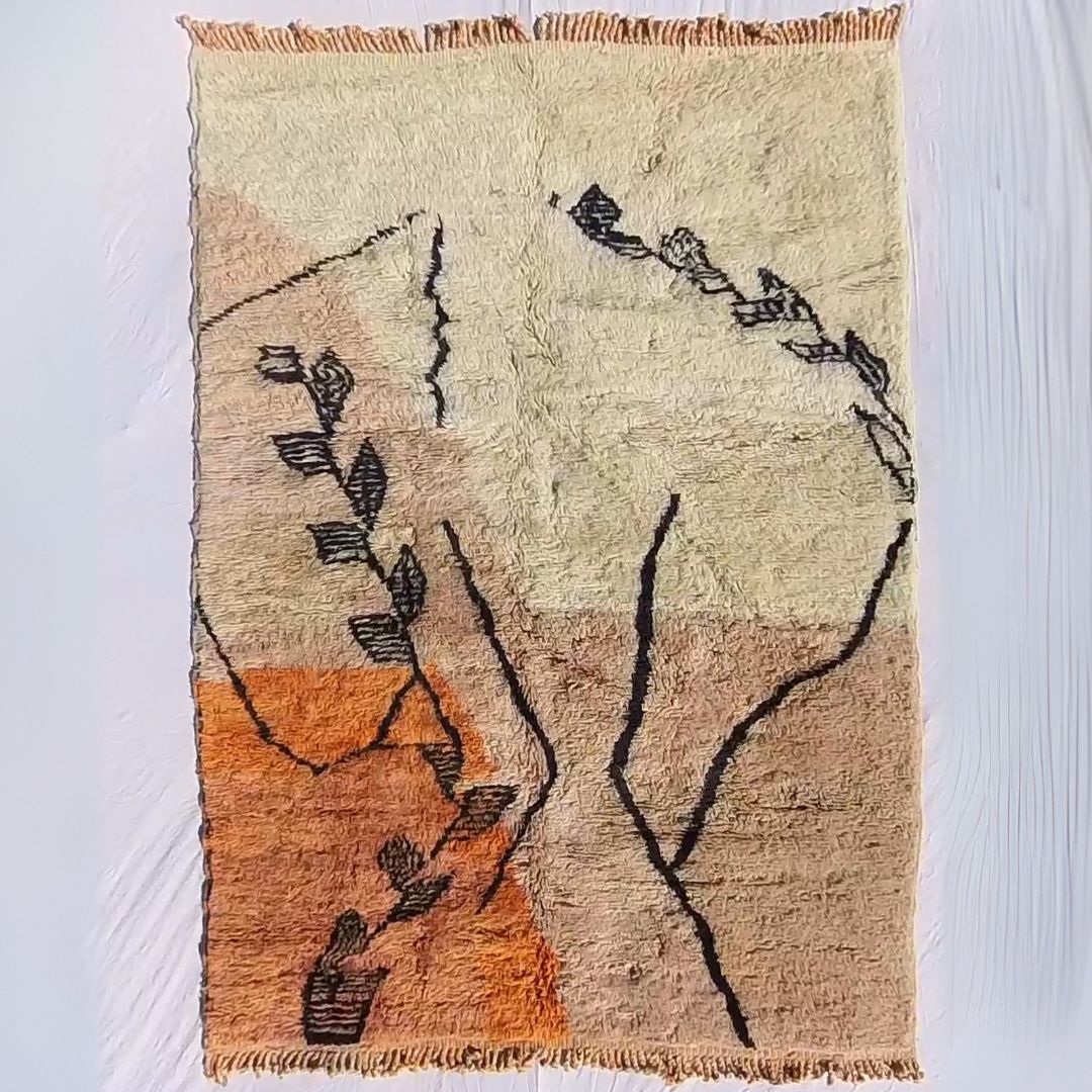 Rkia | Ultra Soft Orange Beni Ourain 6x9 Moroccan Rug | Authentic Berber High Pile wool Rug | 6'79x9'58 Ft | 207x292 cm - OunizZ