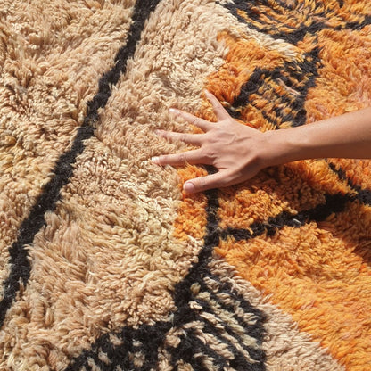 Rkia | Ultra Soft Orange Beni Ourain 6x9 Moroccan Rug | Authentic Berber High Pile wool Rug | 6'79x9'58 Ft | 207x292 cm - OunizZ