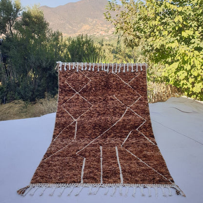 Rmila | Brown 5x8 Moroccan Rug Soft Authentic Beni Ourain | 5'31x8'14 Ft | 162x248 cm - OunizZ