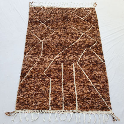 Rmila | Brown 5x8 Moroccan Rug Soft Authentic Beni Ourain | 5'31x8'14 Ft | 162x248 cm - OunizZ