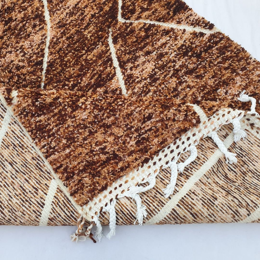 Rmila | Brown 5x8 Moroccan Rug Soft Authentic Beni Ourain | 5'31x8'14 Ft | 162x248 cm - OunizZ