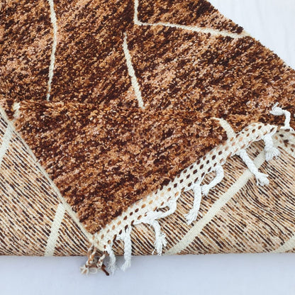 Rmila | Brown 5x8 Moroccan Rug Soft Authentic Beni Ourain | 5'31x8'14 Ft | 162x248 cm - OunizZ