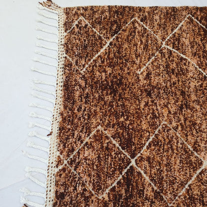 Rmila | Brown 5x8 Moroccan Rug Soft Authentic Beni Ourain | 5'31x8'14 Ft | 162x248 cm - OunizZ
