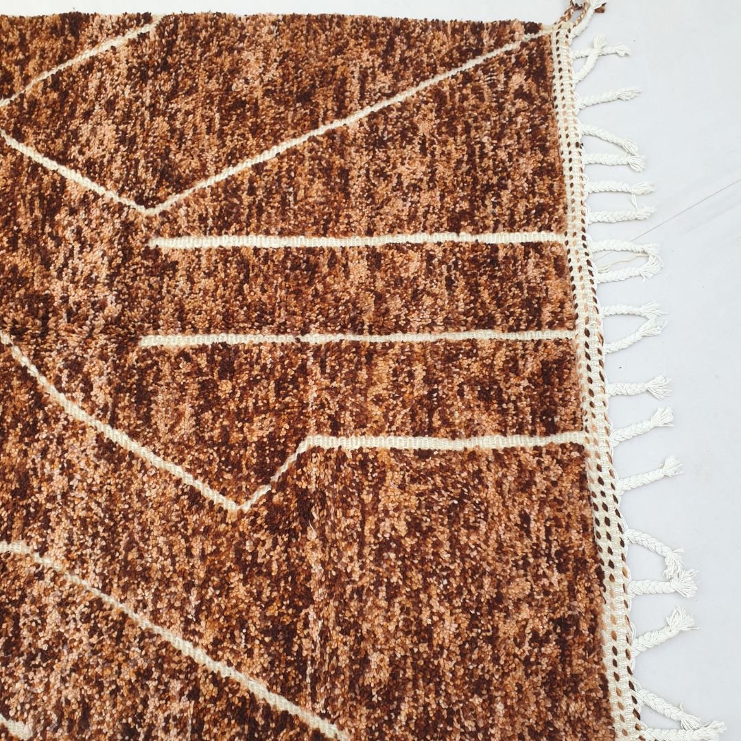 Rmila | Brown 5x8 Moroccan Rug Soft Authentic Beni Ourain | 5'31x8'14 Ft | 162x248 cm - OunizZ
