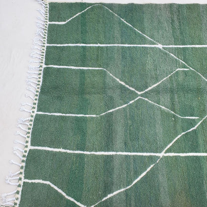 Sabani | Green Moroccan Rug 6x9 Soft Beni Ourain | Handmade Berber Wool Carpet | 6'66x9'68 Ft | 203x295 cm - OunizZ