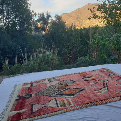 Sabeha - Vibrant 6x10 Pink Coral Red Boujad Moroccan Rug - Handwoven Berber Wool Carpet | 6'70x10'27 Ft | 204x313 cm - OunizZ