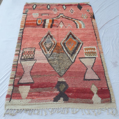 Sabeha - Vibrant 6x10 Pink Coral Red Boujad Moroccan Rug - Handwoven Berber Wool Carpet | 6'70x10'27 Ft | 204x313 cm - OunizZ