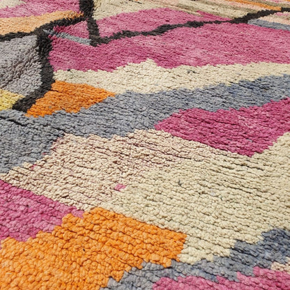 Saifya - Pink & Orange Moroccan Rug 5x8 Boujaad | Authentic Berber Living room & Bedroom Rug | 5'38x8'43 Ft | 154x257 cm - OunizZ