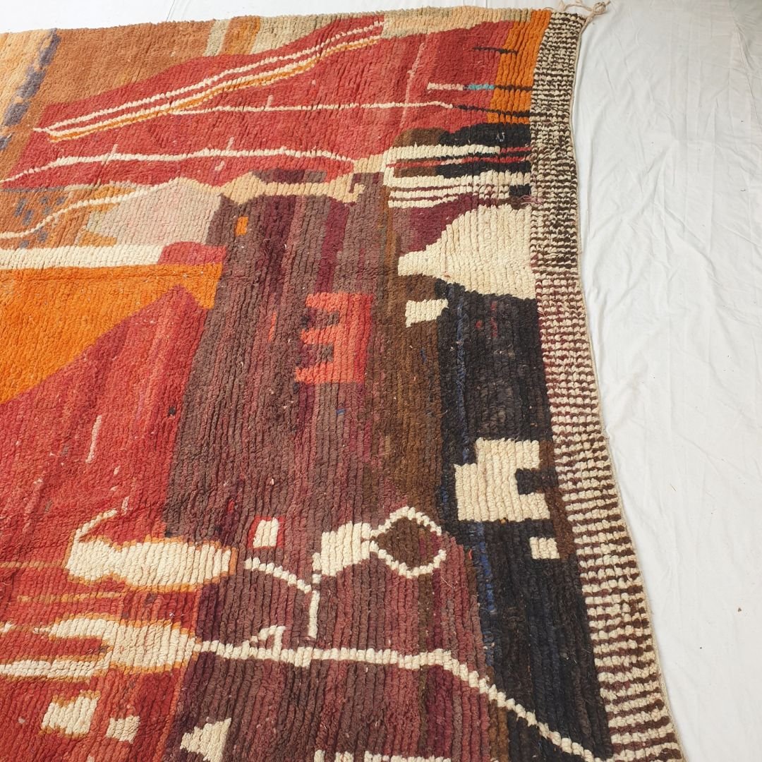 Sakhtra | 9x12 Moroccan Rug - Large Vibrant Boujad Berber Abstract Handwoven Carpet | 9'8"x12'5" Ft | 295x380 cm - OunizZ