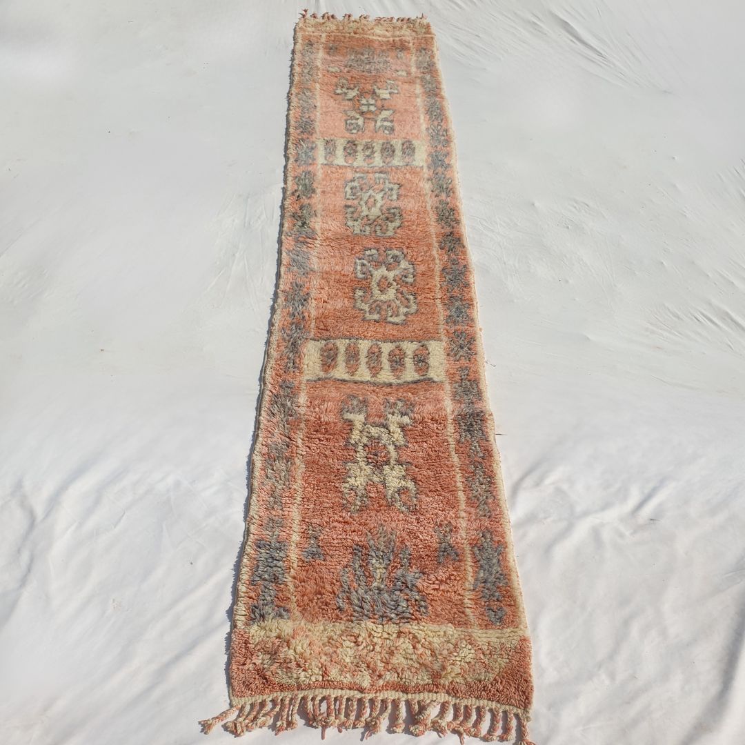 Sarha Runner | Luxurious Moroccan Beni Mrirt Runner Rug Ultra Soft and Thick | Colorful Hallway Runner | 2'85x14'86 Ft | 87x453 cm - OunizZ