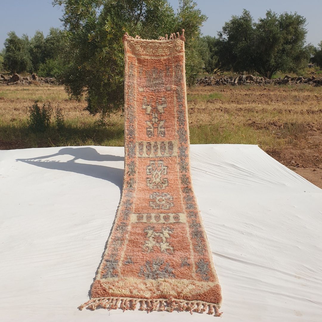 Sarha Runner | Luxurious Moroccan Beni Mrirt Runner Rug Ultra Soft and Thick | Colorful Hallway Runner | 2'85x14'86 Ft | 87x453 cm - OunizZ