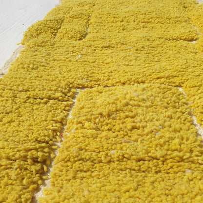 Sarina Runner - Mustard Beni Ourain Runner Rug 2x12 - Vibrant Fluffy Geometric | 2'40x12'63 ft | 73x385 cm - OunizZ