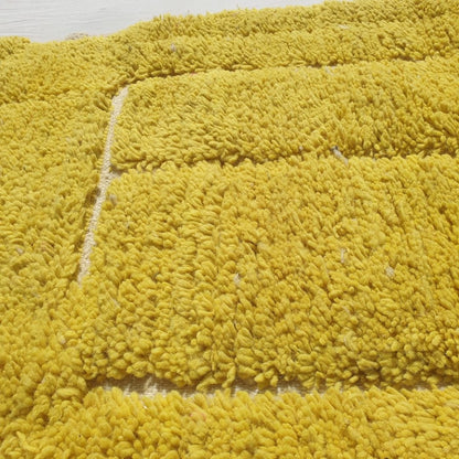 Sarina Runner - Mustard Beni Ourain Runner Rug 2x12 - Vibrant Fluffy Geometric | 2'40x12'63 ft | 73x385 cm - OunizZ